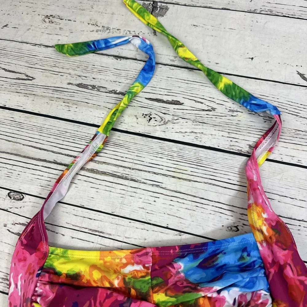 Unbranded Womens Tie Dye One Piece Swimsuit Multicolor Ruched Padded Medium
